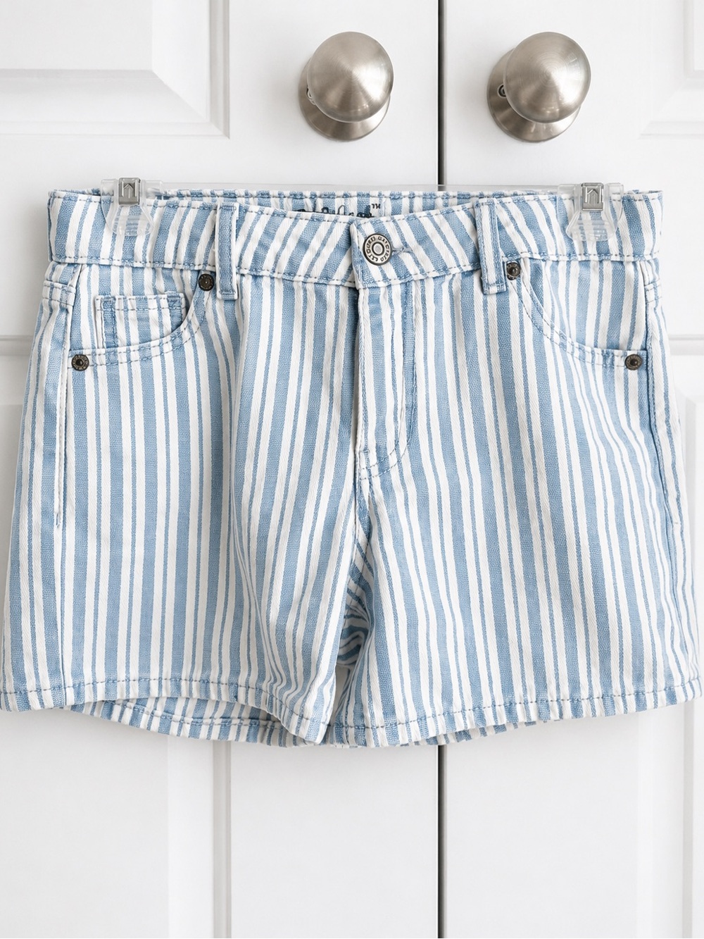 Cat & Jack Light Blue and White Striped Denim Shorts